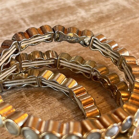 Loft Set of 3 Bracelets #45 pale gold stretch - Picture 5 of 6